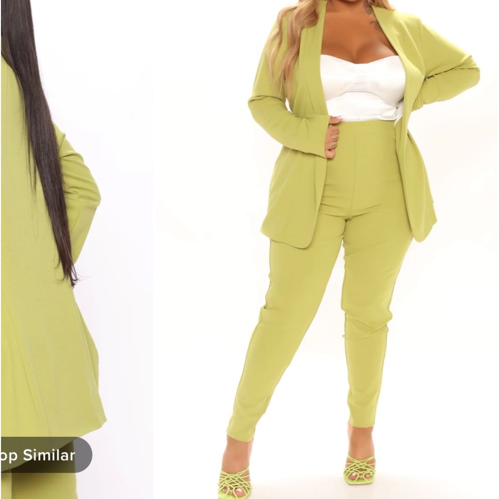 NWOT Chartreuse blazer and pant set